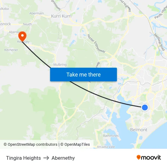 Tingira Heights to Abernethy map