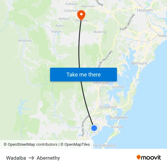 Wadalba to Abernethy map