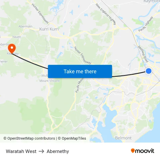Waratah West to Abernethy map
