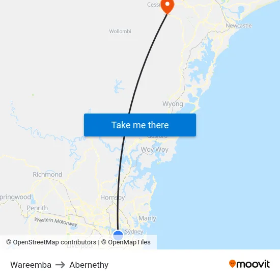 Wareemba to Abernethy map