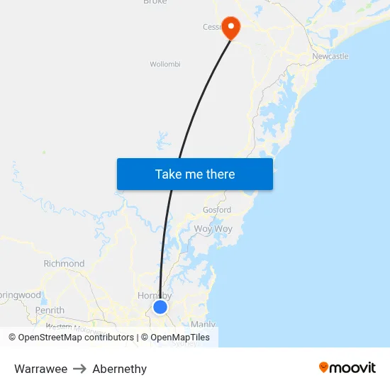 Warrawee to Abernethy map