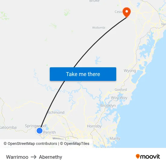 Warrimoo to Abernethy map