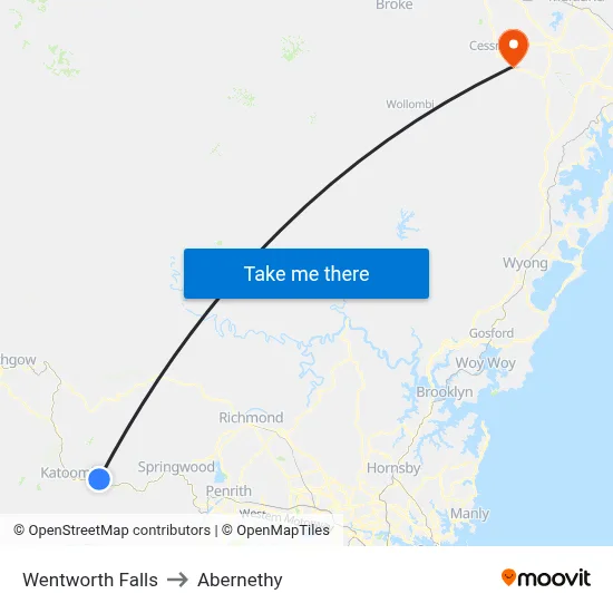 Wentworth Falls to Abernethy map