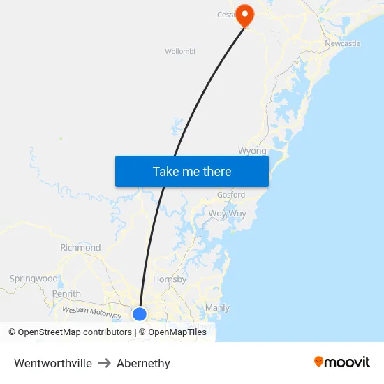 Wentworthville to Abernethy map