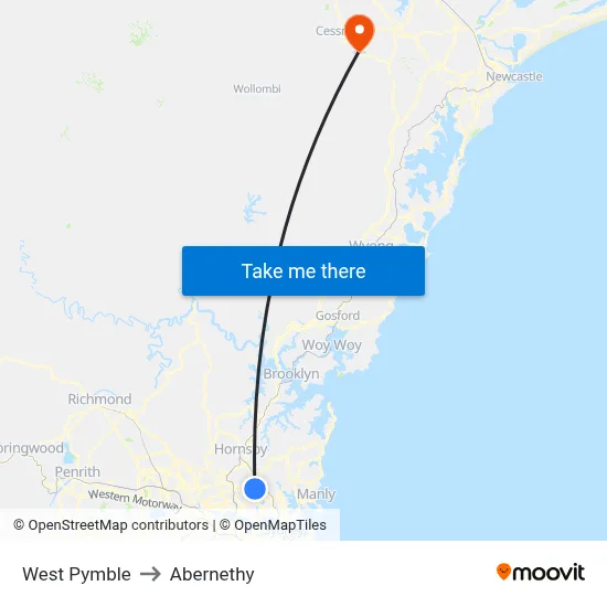 West Pymble to Abernethy map