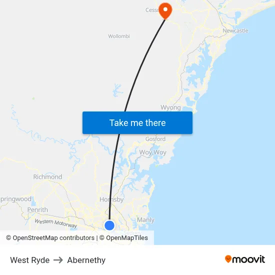 West Ryde to Abernethy map