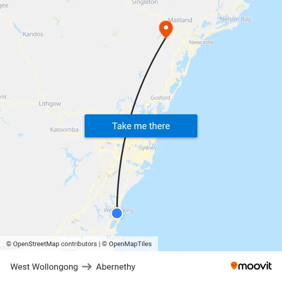 West Wollongong to Abernethy map