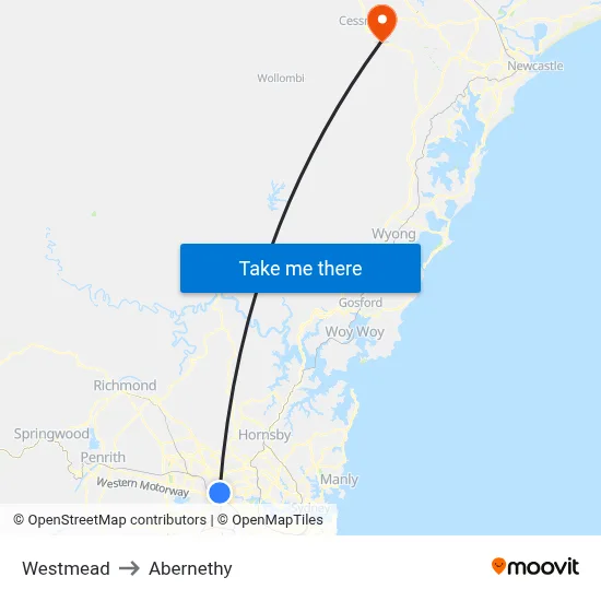 Westmead to Abernethy map