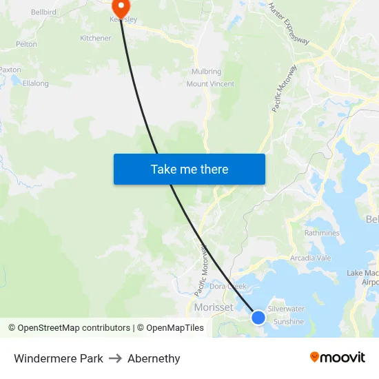 Windermere Park to Abernethy map