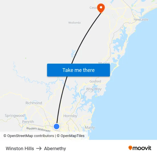 Winston Hills to Abernethy map