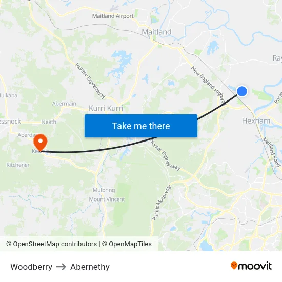 Woodberry to Abernethy map