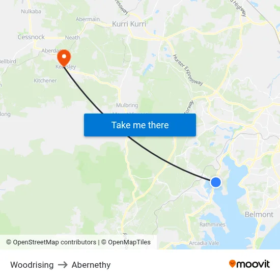 Woodrising to Abernethy map