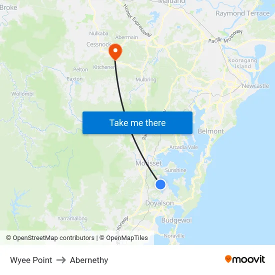 Wyee Point to Abernethy map