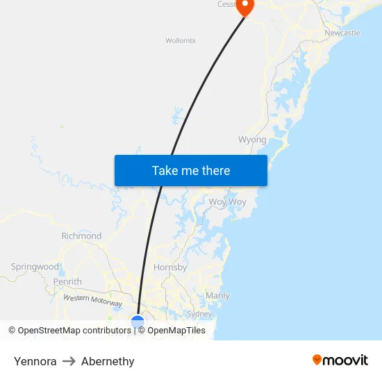 Yennora to Abernethy map