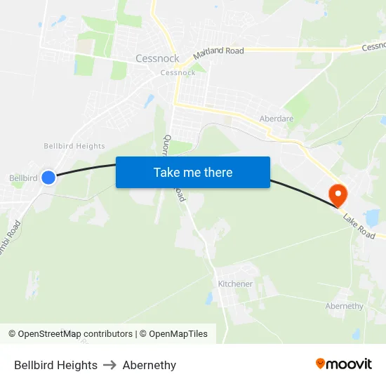 Bellbird Heights to Abernethy map