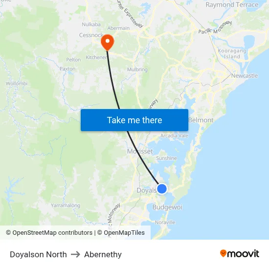 Doyalson North to Abernethy map