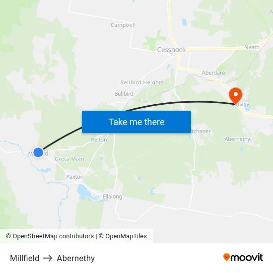 Millfield to Abernethy map