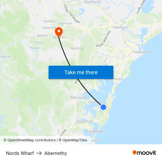 Nords Wharf to Abernethy map