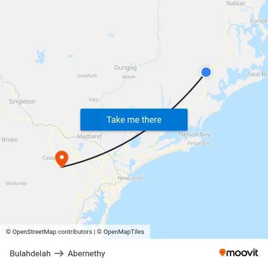 Bulahdelah to Abernethy map