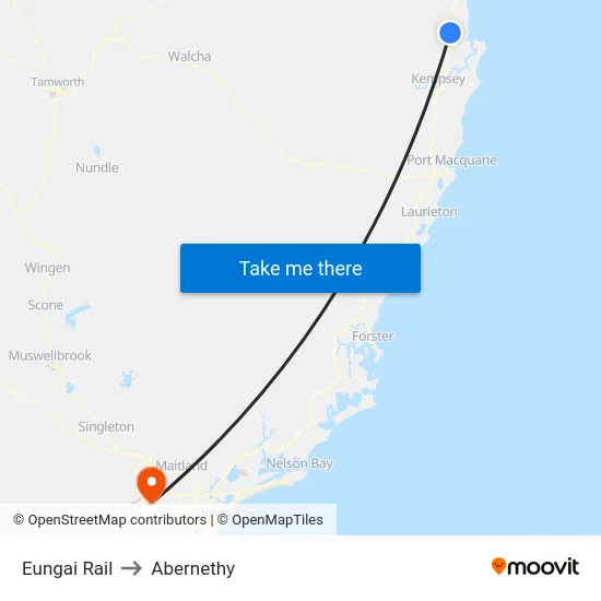 Eungai Rail to Abernethy map
