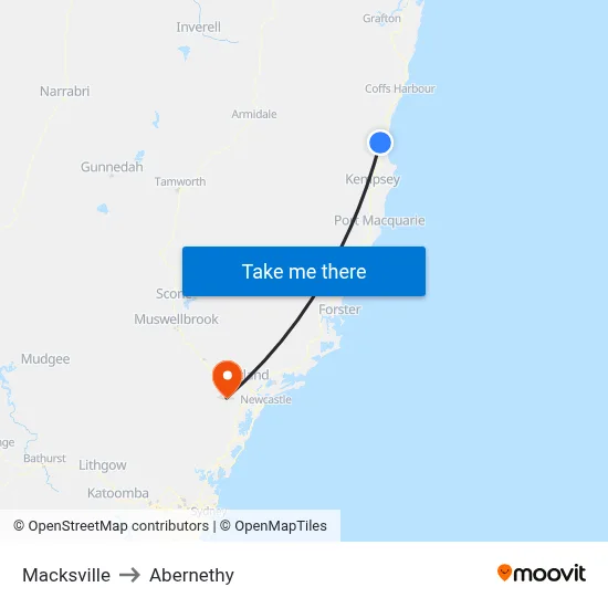 Macksville to Abernethy map