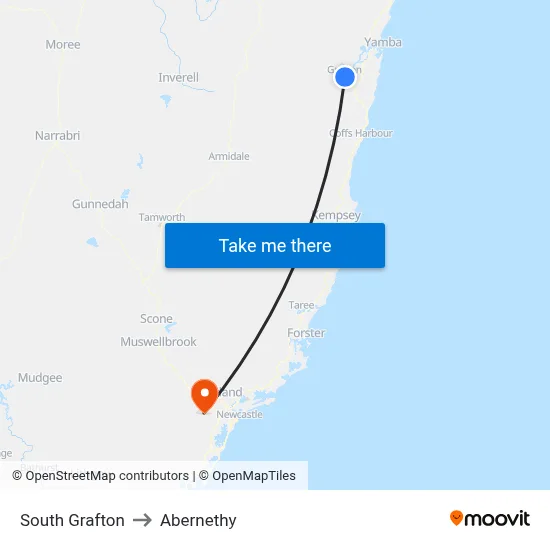 South Grafton to Abernethy map