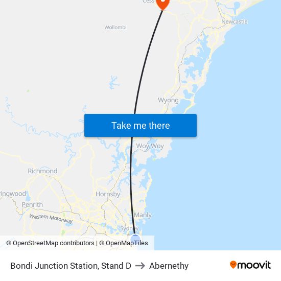 Bondi Junction Station, Stand D to Abernethy map