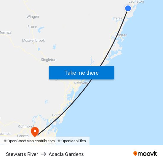 Stewarts River to Acacia Gardens map