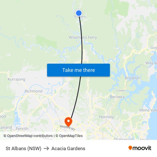 St Albans (NSW) to Acacia Gardens map