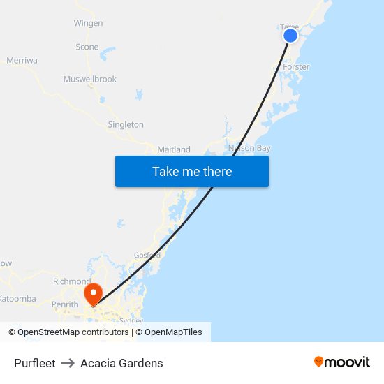 Purfleet to Acacia Gardens map