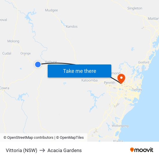 Vittoria (NSW) to Acacia Gardens map