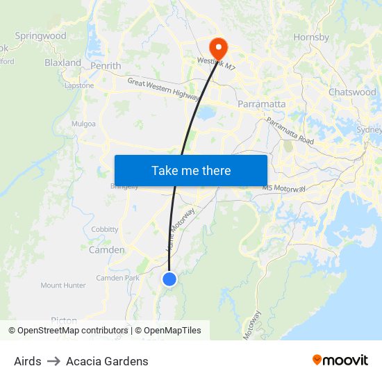 Airds to Acacia Gardens map