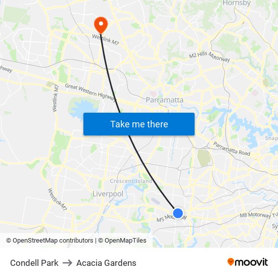 Condell Park to Acacia Gardens map