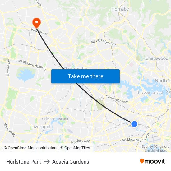 Hurlstone Park to Acacia Gardens, Sydney with public transportation