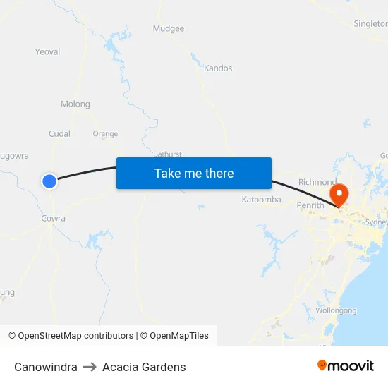 Canowindra to Acacia Gardens map