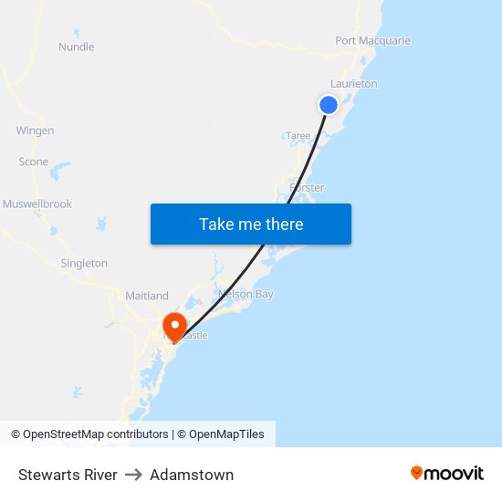 Stewarts River to Adamstown map