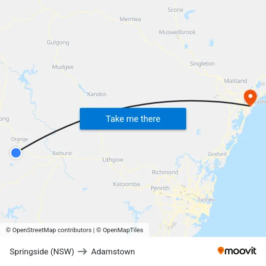 Springside (NSW) to Adamstown map