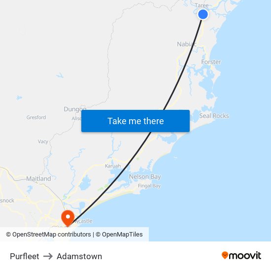 Purfleet to Adamstown map