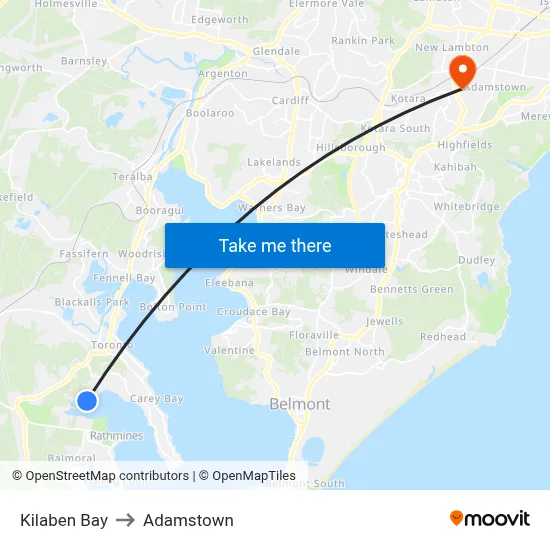 Kilaben Bay to Adamstown map
