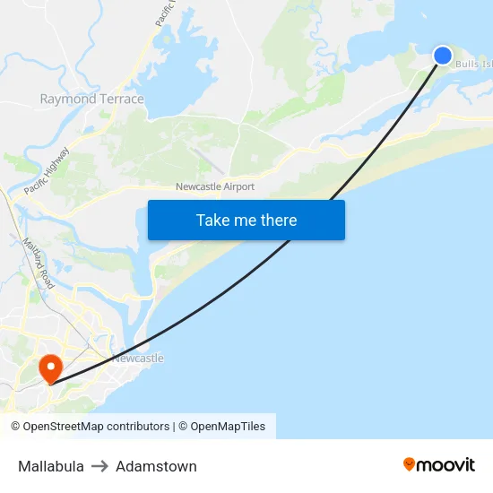 Mallabula to Adamstown map