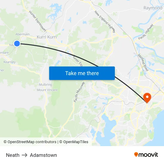 Neath to Adamstown map