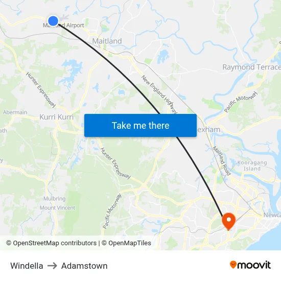 Windella to Adamstown map