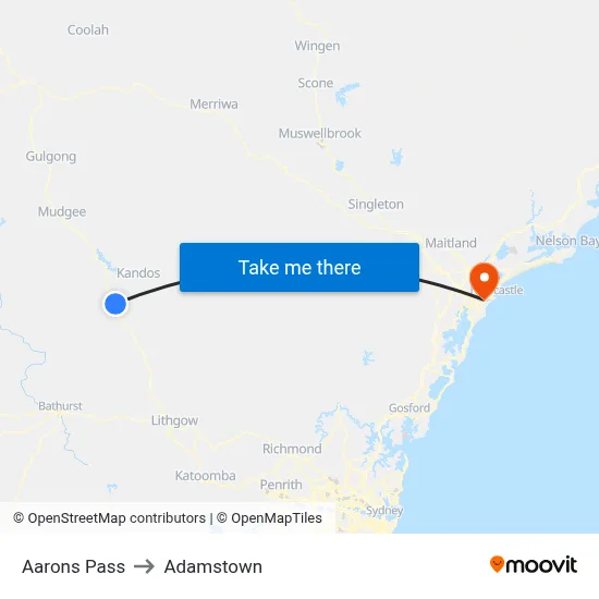 Aarons Pass to Adamstown map