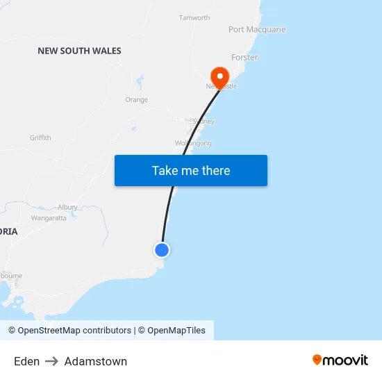 Eden to Adamstown map