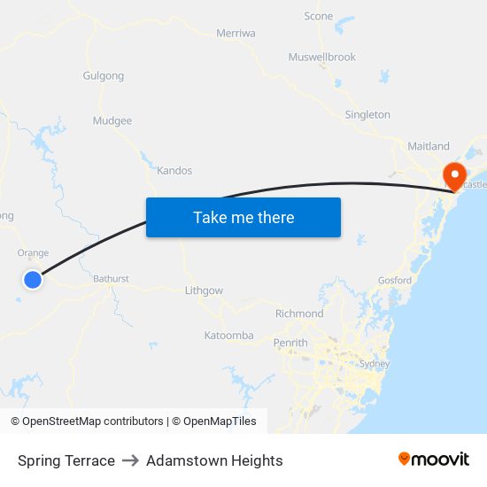 Spring Terrace to Adamstown Heights map