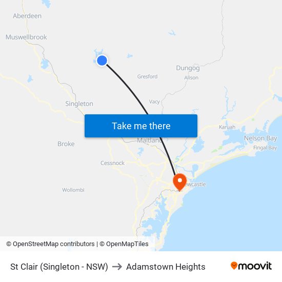 St Clair (Singleton - NSW) to Adamstown Heights map