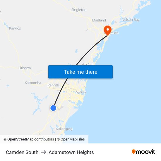 Camden South to Adamstown Heights map