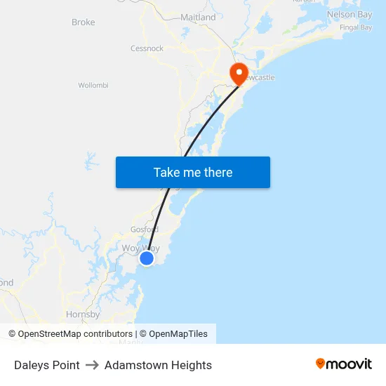 Daleys Point to Adamstown Heights map