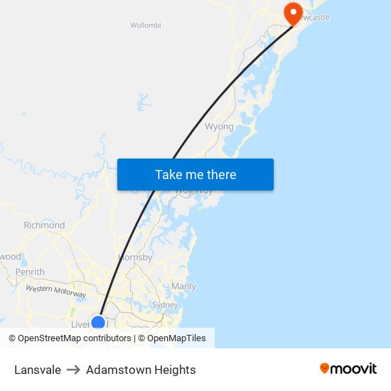 Lansvale to Adamstown Heights map