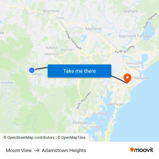 Mount View to Adamstown Heights map